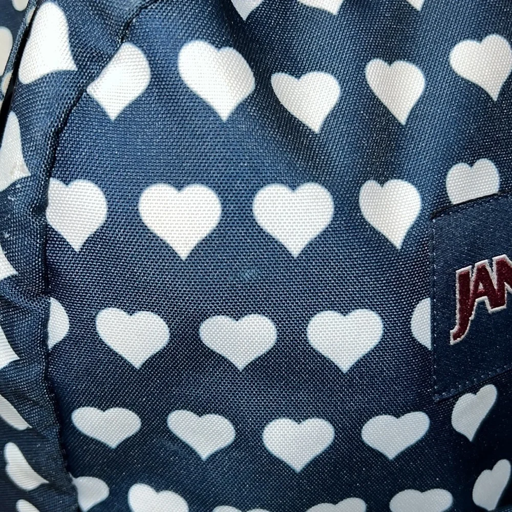 Jansport Superbreak Navy With White Hearts Backpack